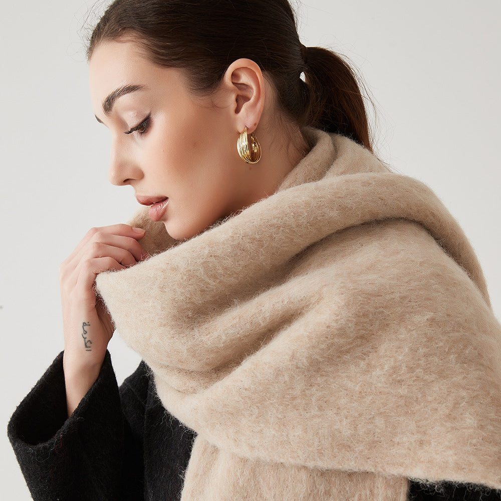 Lady Autumn Winter Scarves, Thickened Wool Blend Muffler, Soft Thermal Shawl, Versatile Multi-color Scarf for Women