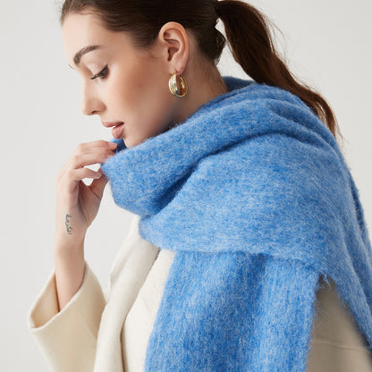 Lady Autumn Winter Scarves, Thickened Wool Blend Muffler, Soft Thermal Shawl, Versatile Multi-color Scarf for Women