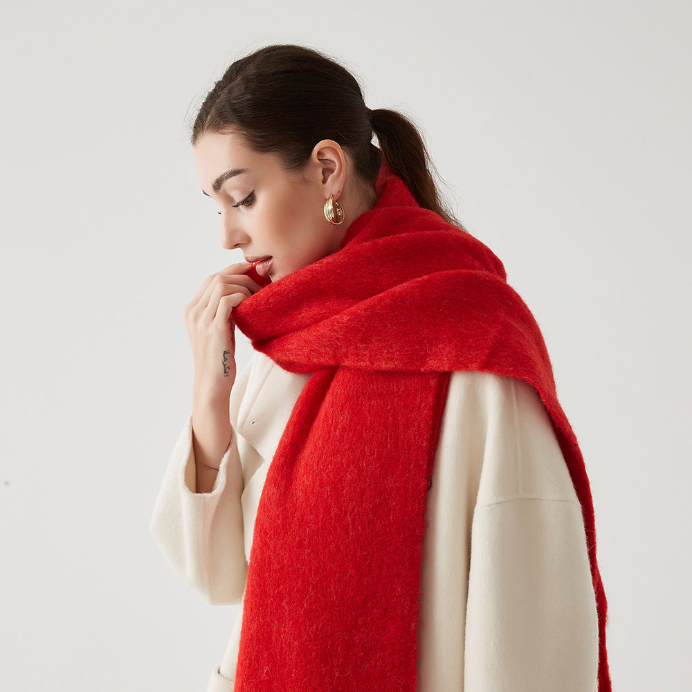 Lady Autumn Winter Scarves, Thickened Wool Blend Muffler, Soft Thermal Shawl, Versatile Multi-color Scarf for Women