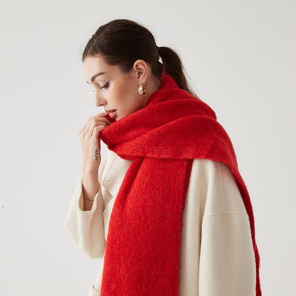 Lady Autumn Winter Scarves, Thickened Wool Blend Muffler, Soft Thermal Shawl, Versatile Multi-color Scarf for Women