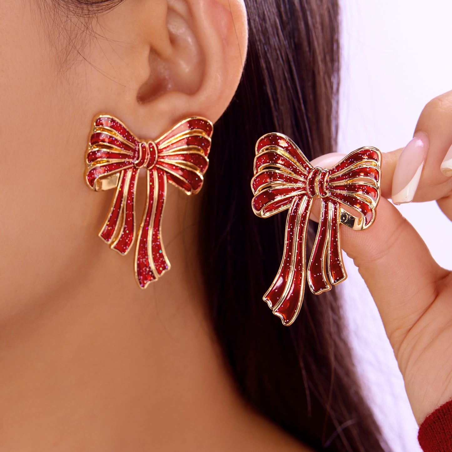 Exaggerated Enamel Christmas Tree Snowflake Candy Cane Hoop Earrings for Women Xmas Necklace Earring New Year Party Jewelry Gift