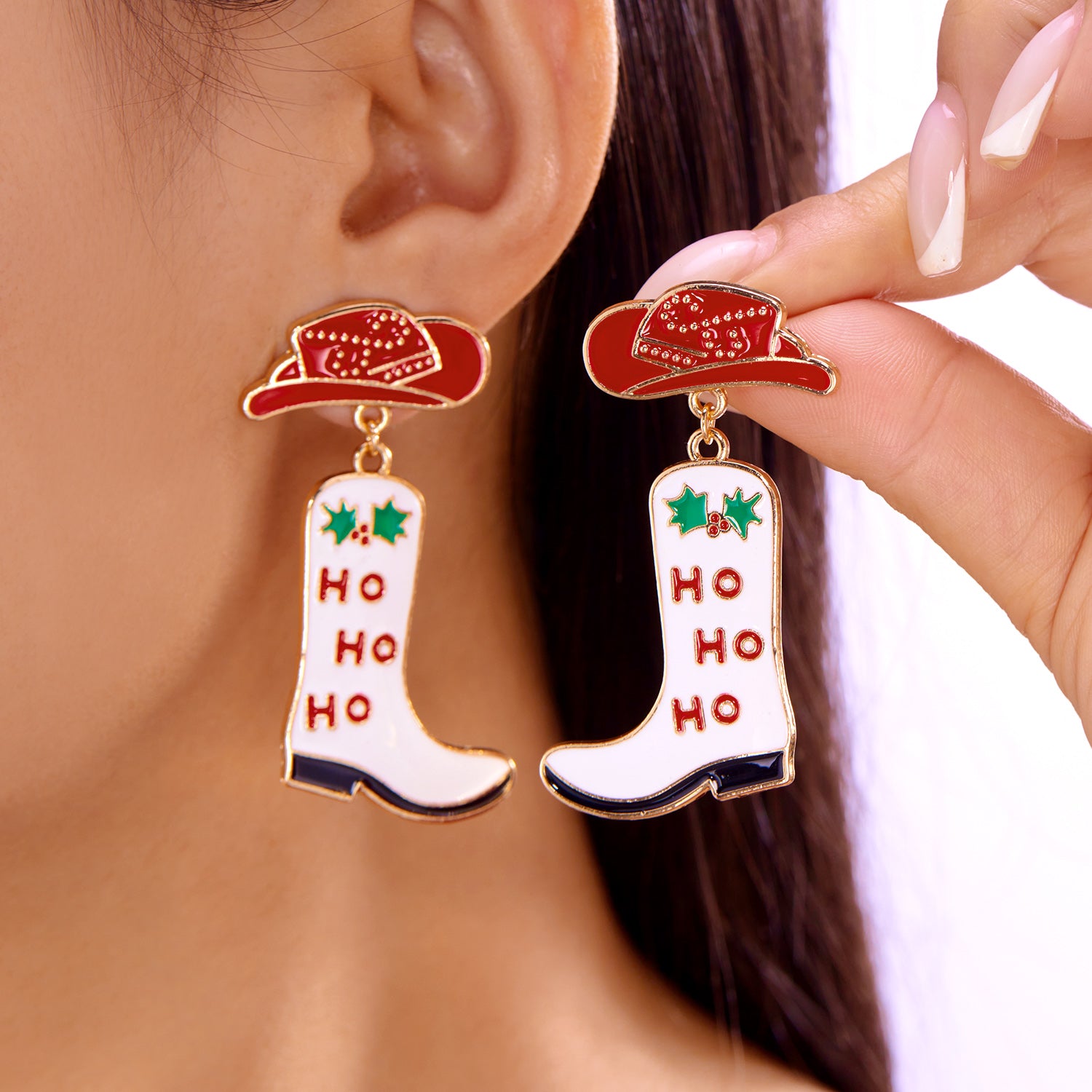 Exaggerated Enamel Christmas Tree Snowflake Candy Cane Hoop Earrings for Women Xmas Necklace Earring New Year Party Jewelry Gift