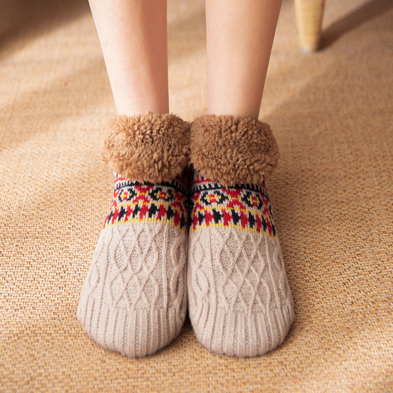 Non Slip Winter Floor Socks Super Warm Velvet Boot Slippers Unisex Snow Sleep Socks For Home Wear 2