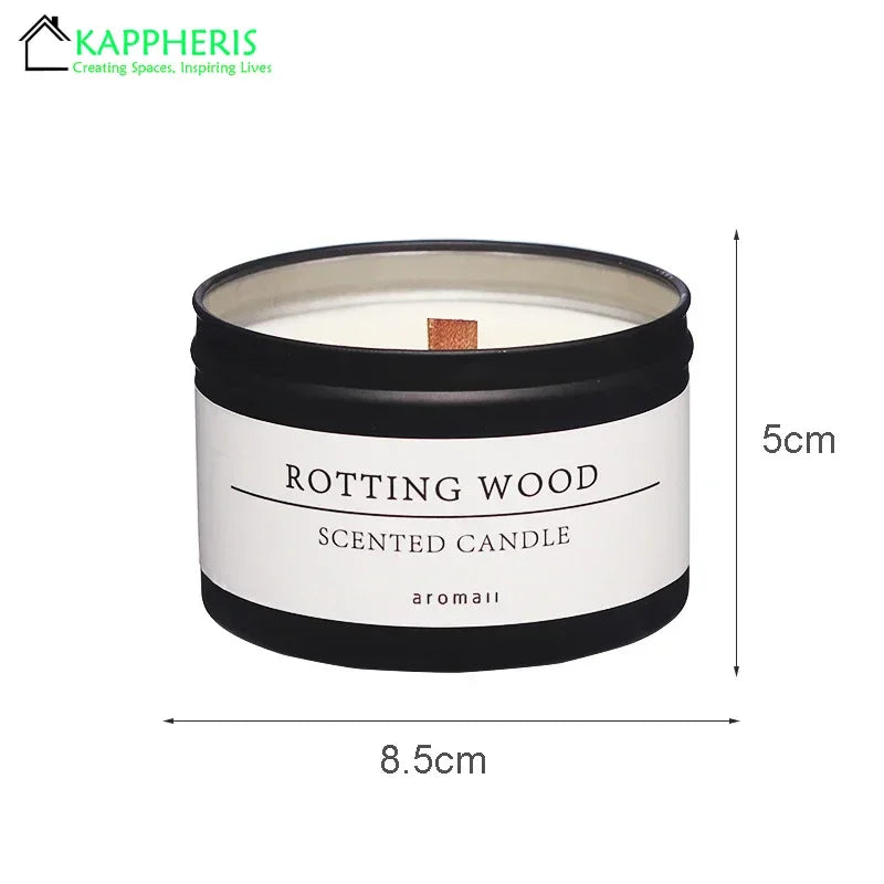 Classic Home Decorative Candles Black Tin Can With Lid Scented Aromatic Candles With Wooden Wick An 5