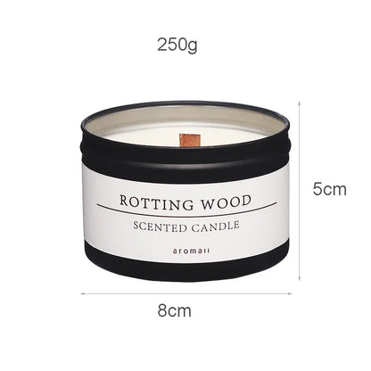 Classic Home Decorative Candles Black Tin Can With Lid Scented Aromatic Candles With Wooden Wick An 6
