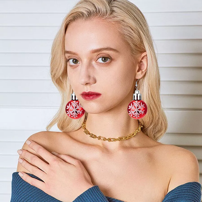 Christmas Snowflake Star Ball Shaped Bulb Earrings Hook For Women Ear Dangle Drop Xmas Fashion Party Jewelry Gift