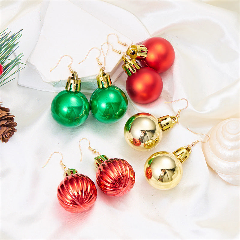Christmas Snowflake Star Ball Shaped Bulb Earrings Hook For Women Ear Dangle Drop Xmas Fashion Party Jewelry Gift