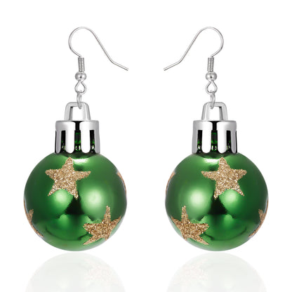 Christmas Snowflake Star Ball Shaped Bulb Earrings Hook For Women Ear Dangle Drop Xmas Fashion Party Jewelry Gift