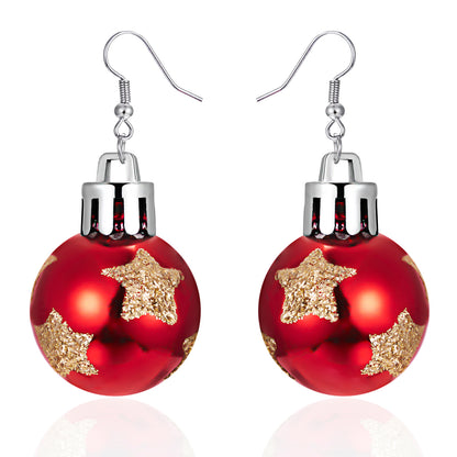 Christmas Snowflake Star Ball Shaped Bulb Earrings Hook For Women Ear Dangle Drop Xmas Fashion Party Jewelry Gift