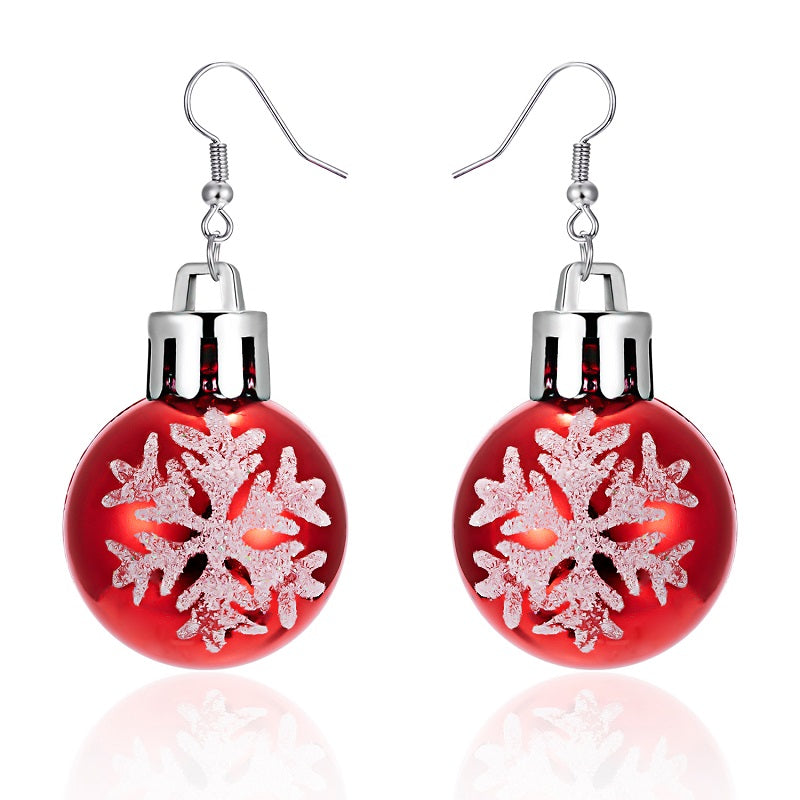 Christmas Snowflake Star Ball Shaped Bulb Earrings Hook For Women Ear Dangle Drop Xmas Fashion Party Jewelry Gift