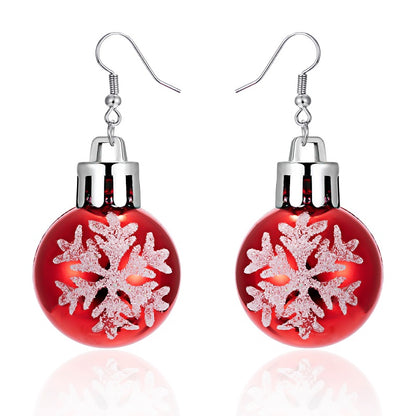 Christmas Snowflake Star Ball Shaped Bulb Earrings Hook For Women Ear Dangle Drop Xmas Fashion Party Jewelry Gift