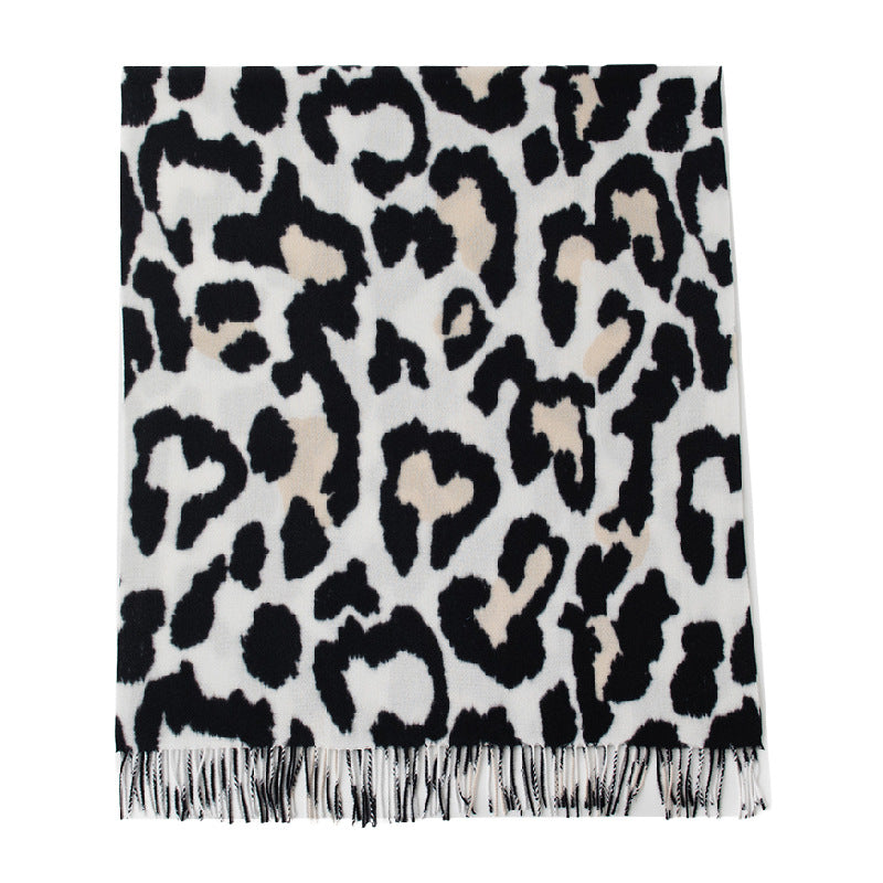 New Personalised Imitation Cashmere Scarf, Soft Warm Shawl, Black Cow Pattern Fashion Scarf for Students and Couples
