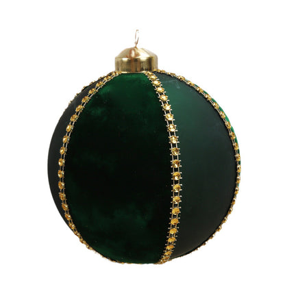 Flocked Glass Christmas Balls, Rhinestone Ornaments, Holiday Tree Hangings, Indoor Outdoor Festive Decorations