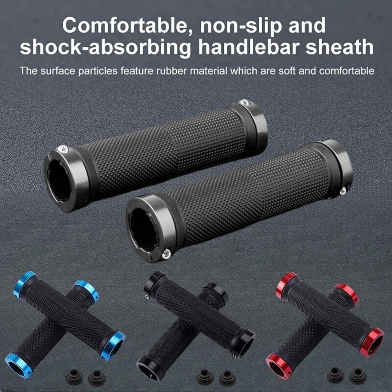Alloy Lock Bicycle Rubber Grips, Double Aluminum Lock Handlebar Grips, Non Slip Bike Grips