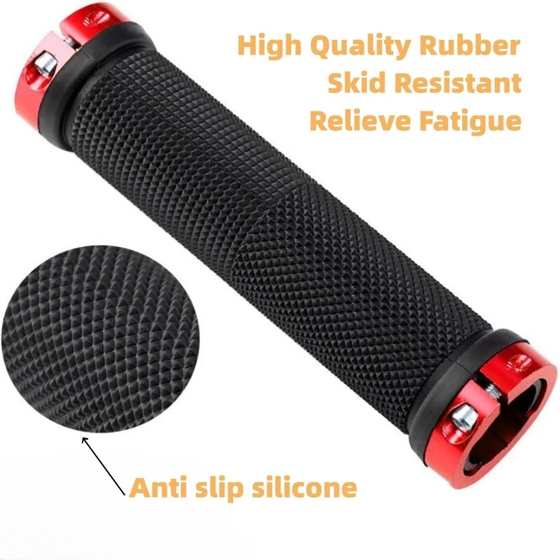 Alloy Lock Bicycle Rubber Grips, Double Aluminum Lock Handlebar Grips, Non Slip Bike Grips