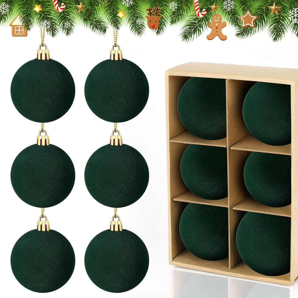 Plush Flocked Hanging Balls for Holiday Decor, Velvet Christmas Tree Ornaments, Christmas Decoration Clearance Set
