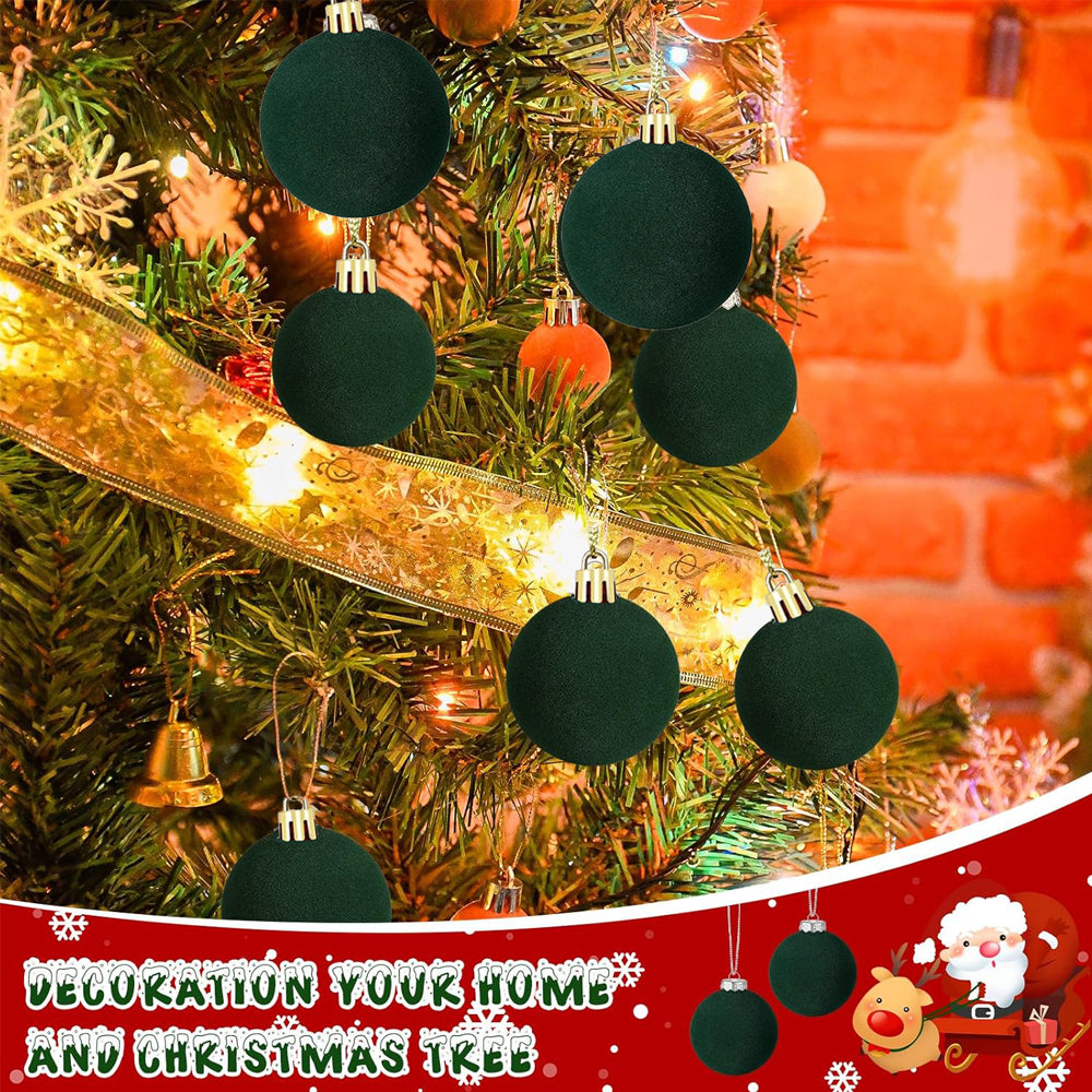 Plush Flocked Hanging Balls For Holiday Decor Velvet Christmas Tree Ornaments Christmas Decoration  1