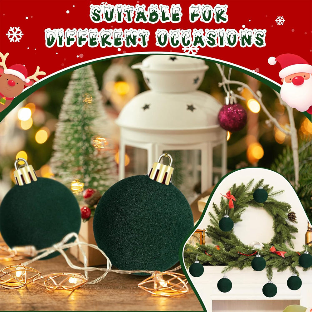 Plush Flocked Hanging Balls For Holiday Decor Velvet Christmas Tree Ornaments Christmas Decoration  2