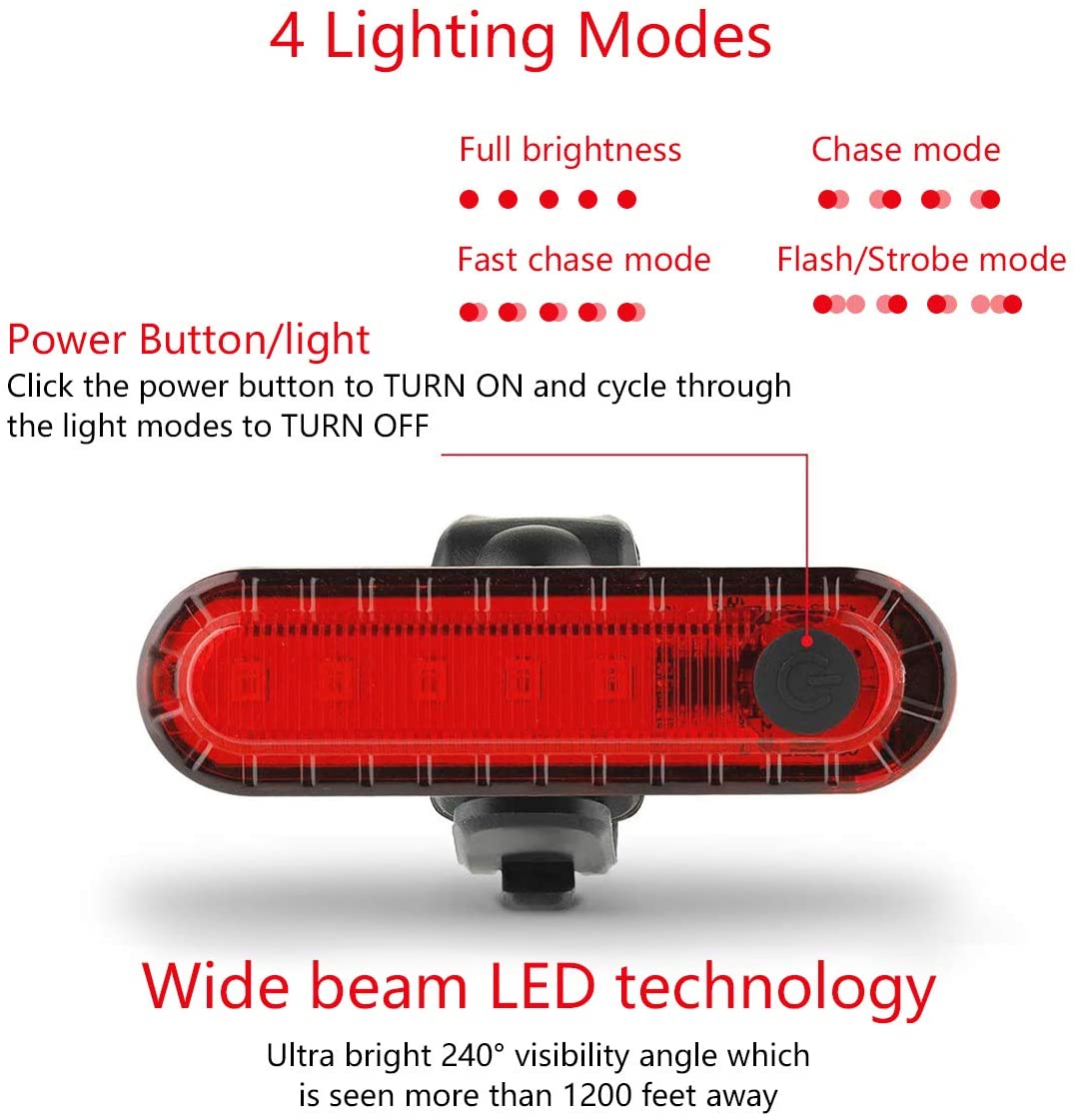 USB Rechargeable Rear Bike Light Ultra Bright Bicycle Taillight For Cycling Safety Easy To Install 3