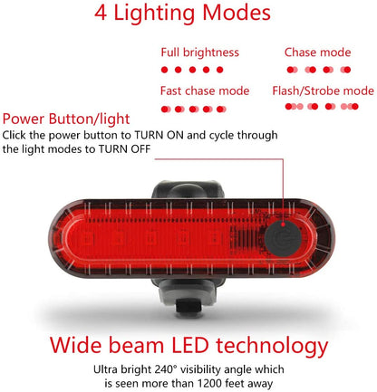 USB Rechargeable Rear Bike Light Ultra Bright Bicycle Taillight For Cycling Safety Easy To Install 3