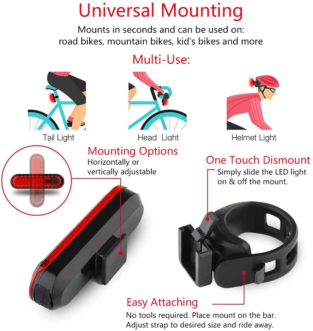 USB Rechargeable Rear Bike Light Ultra Bright Bicycle Taillight For Cycling Safety Easy To Install 4