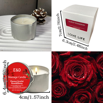 Rose Scented Massage Oil Candle, Aromatherapy Body Oil for Pure Relaxation, Home Spa Gift Set