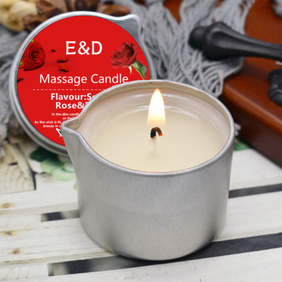 Rose Scented Massage Oil Candle, Aromatherapy Body Oil for Pure Relaxation, Home Spa Gift Set