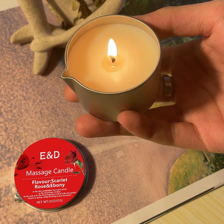 Rose Scented Massage Oil Candle, Aromatherapy Body Oil for Pure Relaxation, Home Spa Gift Set