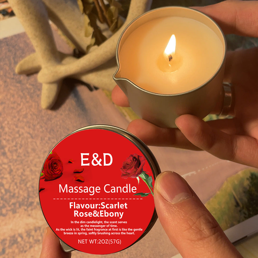 Rose Scented Massage Oil Candle, Aromatherapy Body Oil for Pure Relaxation, Home Spa Gift Set