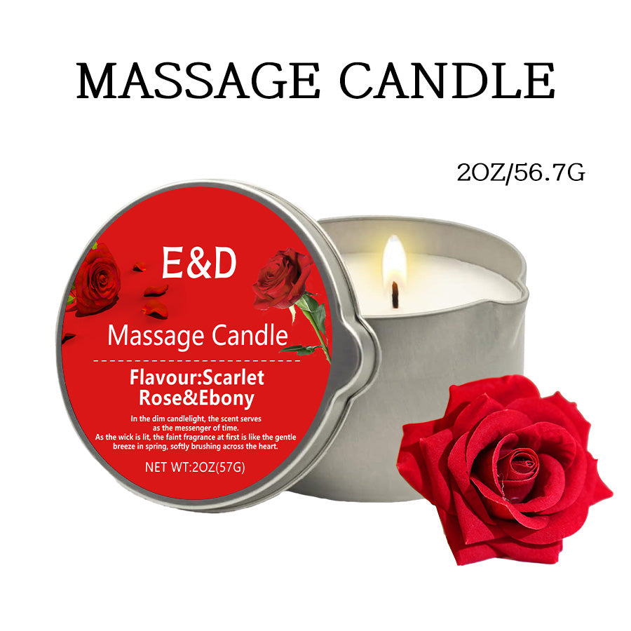 Rose Scented Massage Oil Candle, Aromatherapy Body Oil for Pure Relaxation, Home Spa Gift Set