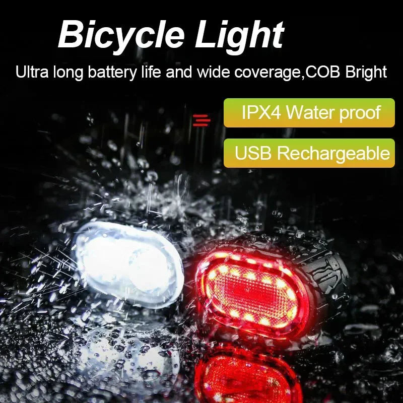 Rechargeable Bicycle Lights Set, Front Rear USB Cycling Flashlight, Mountain Bike Lantern Accessories