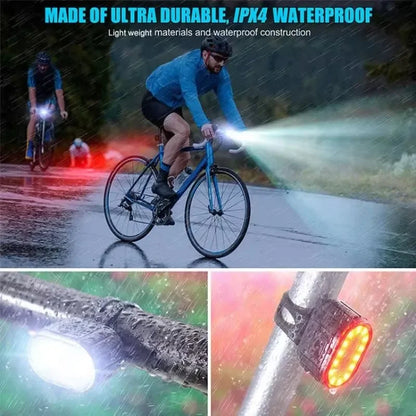 Rechargeable Bicycle Lights Set Front Rear USB Cycling Flashlight Mountain Bike Lantern Accessories 2