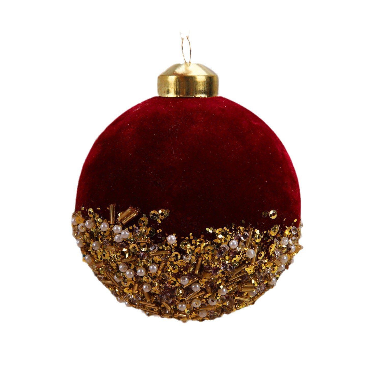 Red Christmas Balls Ornaments Red Glitter Sequin Velvet Christmas Tree Hanging Balls for Home Wedding Party Decor