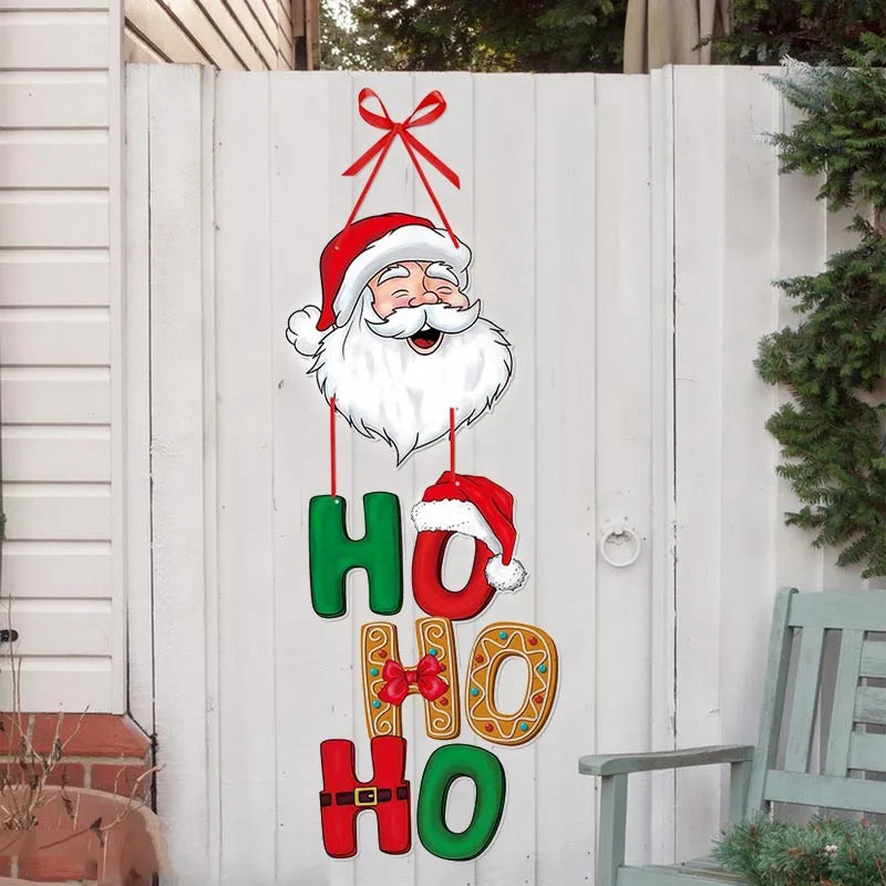 Christmas Door Hanger, Snowman and Santa Claus Ornament, Holiday Home Decoration, Xmas Tree Hanging Pendant for New Year