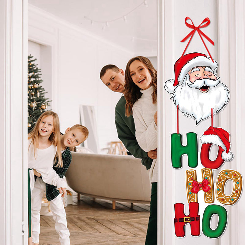 Christmas Door Hanger Snowman And Santa Claus Ornament Holiday Home Decoration Xmas Tree Hanging Pe 2