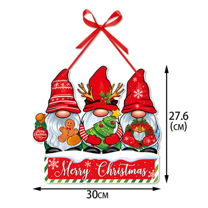 Christmas Door Hanger Snowman And Santa Claus Ornament Holiday Home Decoration Xmas Tree Hanging Pe 7