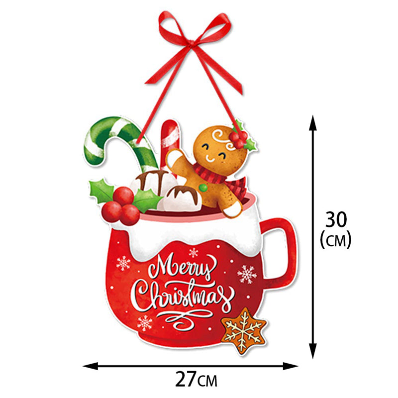 Christmas Door Hanger Snowman And Santa Claus Ornament Holiday Home Decoration Xmas Tree Hanging Pe 9