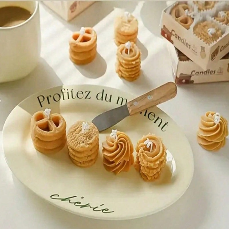 Creative Candles Gift Set, Biscuit Candles and Cookie Scented Candles, Modeling Wax Holiday Decoration