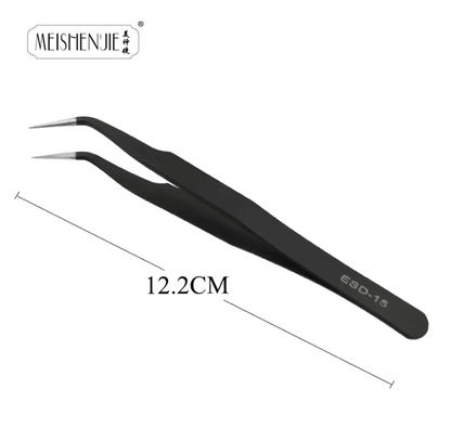 ProGlam Stainless Steel Curved And Straight Tip Tweezer Set For Eyebrows And False Lashes 3