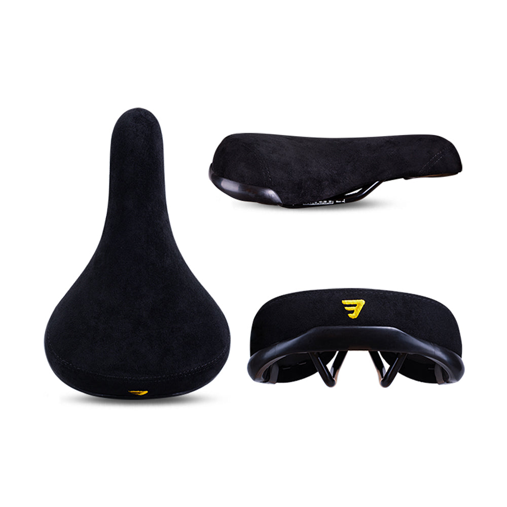 Flannelette Bike Seat, Wheelie Black Bicycle Saddle With Logos, Embroidery Logo Rail
