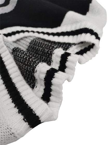 New Womens Casual Loose Sweater, V Neck Woolen Top, Large Size Geometric Pattern Pullover