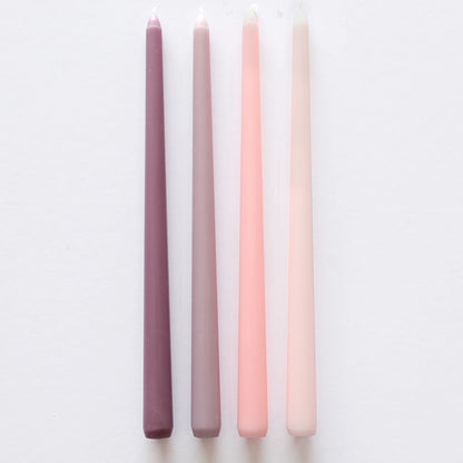 Long Burning Taper Candles, 4 Pack, Dripless Smokeless Unscented, for Home Interior and Valentine's Decor