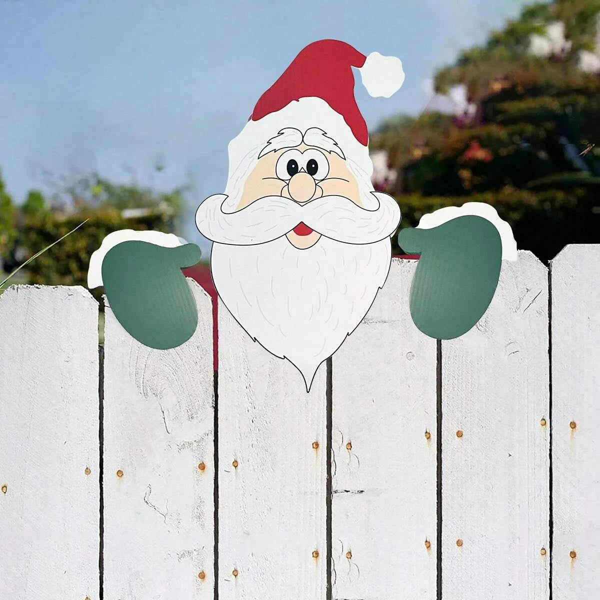 Santa Clause Peeker Yard Ornament, Christmas Fence Decoration, Indoor Outdoor Holiday Placard, DIY Festival Gift