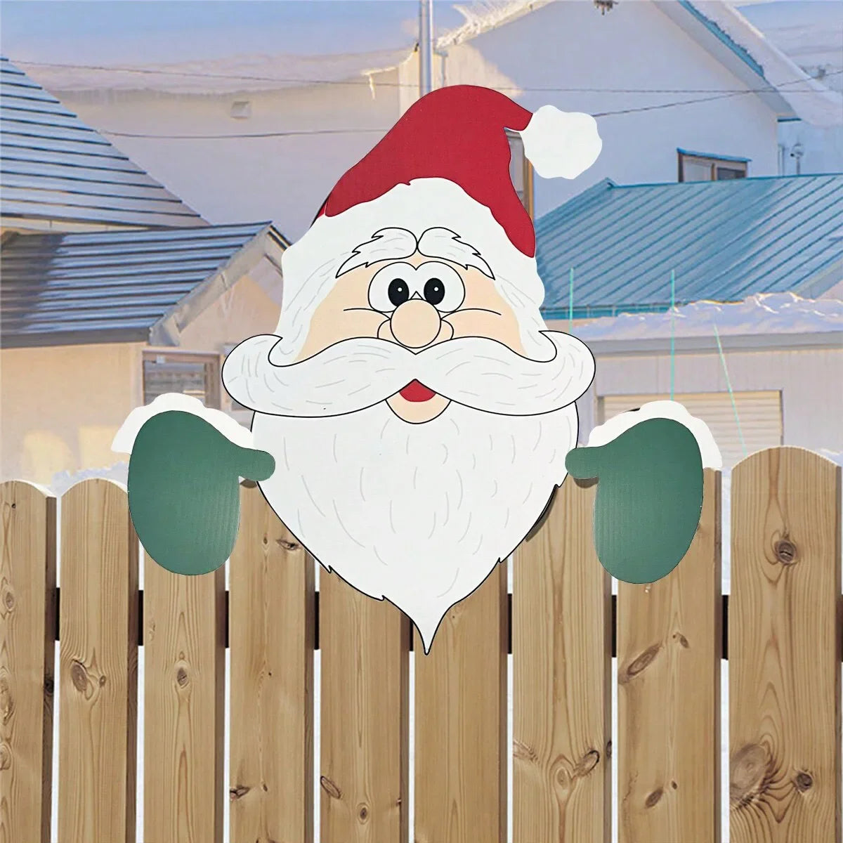 Santa Clause Peeker Yard Ornament Christmas Fence Decoration Indoor Outdoor Holiday Placard DIY Fes 5
