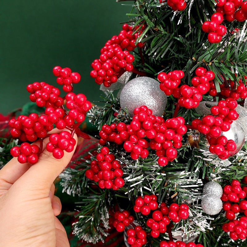 Cherry Stamen For Home Decor Christmas Decoration Red Berry Branches Wedding Wreath Flowers Accesso 2