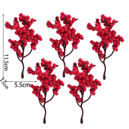 Cherry Stamen For Home Decor Christmas Decoration Red Berry Branches Wedding Wreath Flowers Accesso 6