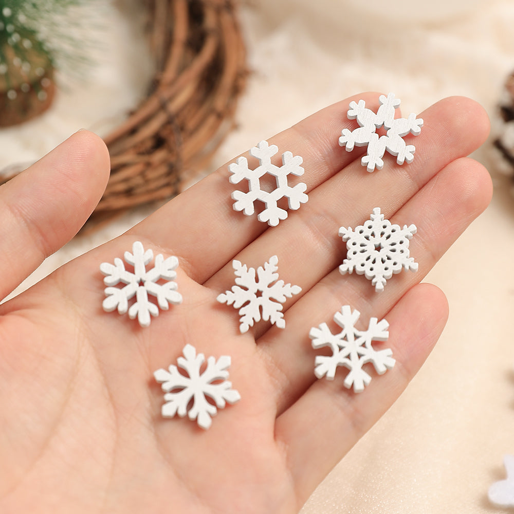 Christmas Decoration Tree, White Wooden Snowflake, Ornaments for Home Decor, DIY Gifts Accessories for New Year