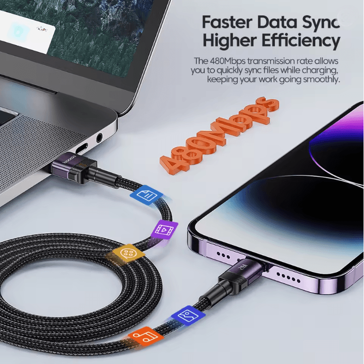 UltraCharge Nylon Braided USBC To Lightning Cable For IPhone 1