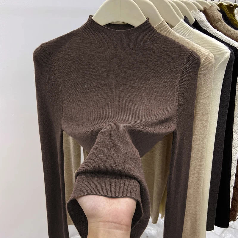 Women's Slim Fit Turtleneck Sweater, Warm Knitwear Pullover, Casual Winter Jumpers, Fashion Base Layer Tops