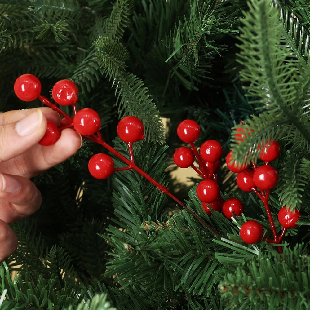 Christmas DIY Floral Wreath Ornament Artificial Berries Red Gold Silver Cherry Stamen Fake Berries  3